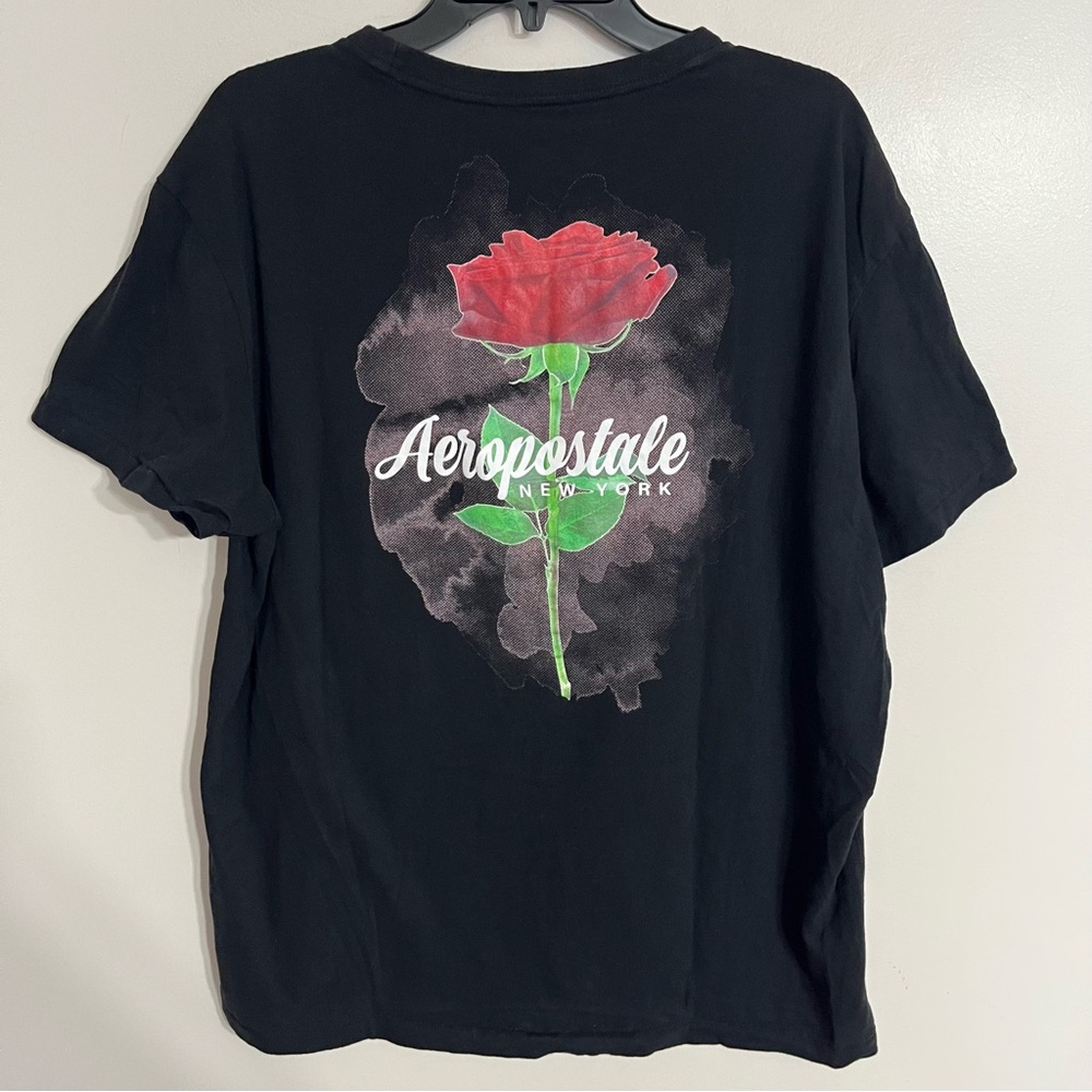 Aeropostale Shirt Adult Black Casual Flower Cotton Spell Out Logo Mens Size XL - Picture 1 of 10